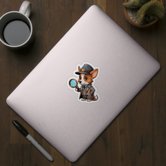 Cute Detective Dog with Magnifying Glass by Leon Star Shop